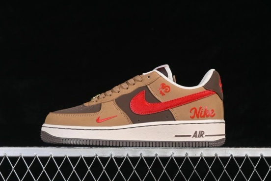 Nike Air Force 1 '07 Low Year of the Horse Limited Edition Warm Brown and Vermilion Casual Sneakers - NH0601-516