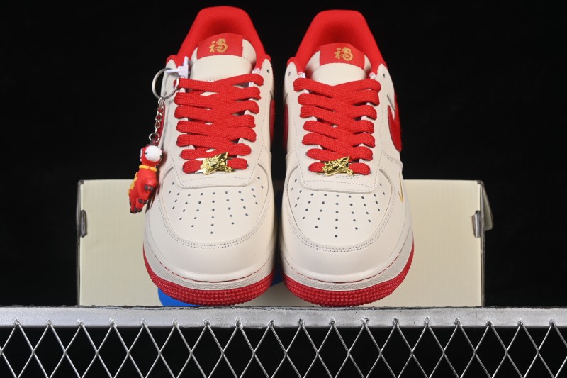 Nike Air Force 1 '07 Low Year of the Horse Limited Edition Cream and Rouge Low-Top Casual Sneakers - NH0601-513