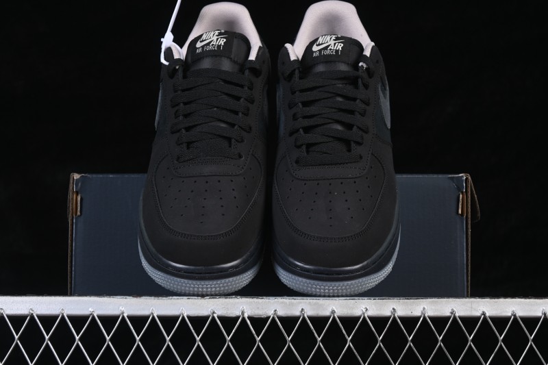 Nike Air Force 1 '07 Low Casual Sneakers with Matte All-Black Finish and Full-Length Air Cushion - IQ9791-001