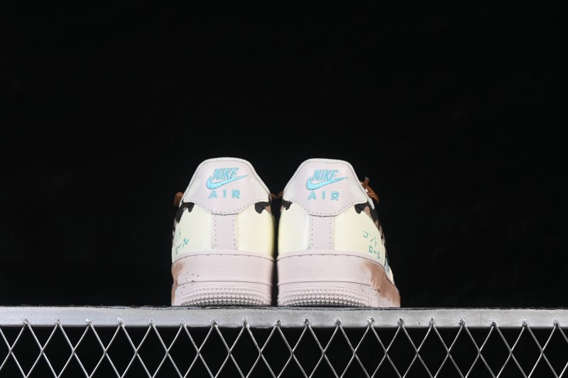 Nike Air Force 1 '07 Low Hand-Drawn Doodle Sneakers with Mint Lime Accents - DZ1382-121