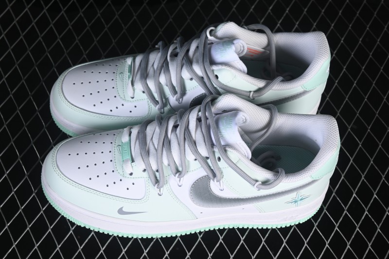Nike Air Force 1 '07 Low Casual Skateboarding Shoes with Cloud White Mint Accents - XX7981-476