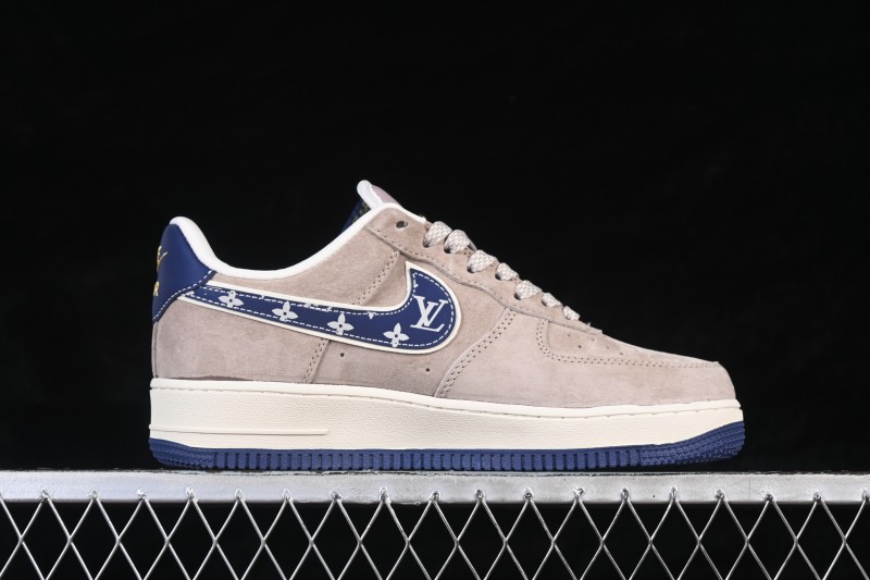 Nike Air Force 1 '07 Low LV Collaboration Grey Blue Pigskin Leather Casual Sneakers - KL1688-004