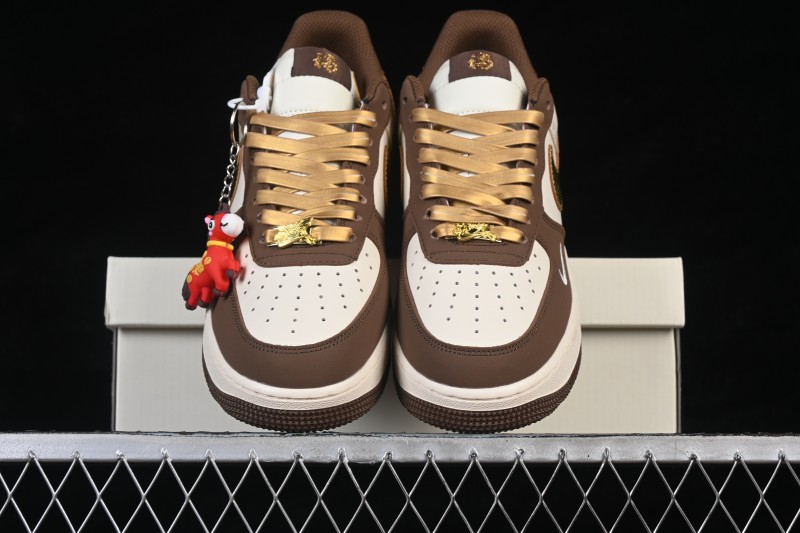 Nike Air Force 1 '07 Low Year of the Horse Special Edition Gold Brown Casual Sneakers - IQ1119-011