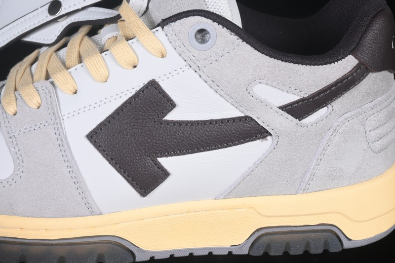 Off-White Out of Office Low-Top Fashion Skate Shoes in Taupe - WME5