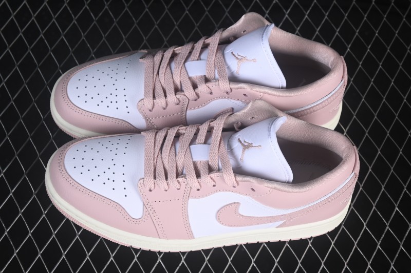 Nike Air Jordan 1 Low Retro Basketball Shoes in White and Pink for Casual Wear - DC0774-162