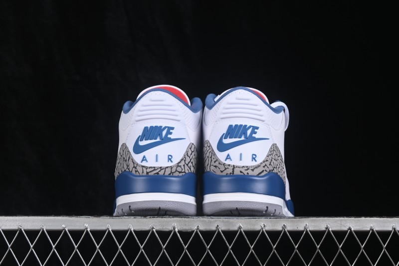 Air Jordan 3 Retro "True Blue" Men's Basketball Shoes with Classic Elephant Print and Premium Leather - IF4396-104