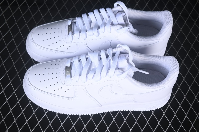 Nike Air Force 1 '07 Low Low-Top Casual Sneakers All-White Leather - CW2288-111