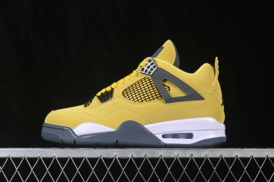 Nike Air Jordan 4 Retro 'Lightning' White Yellow Basketball Shoes - CT8527-700