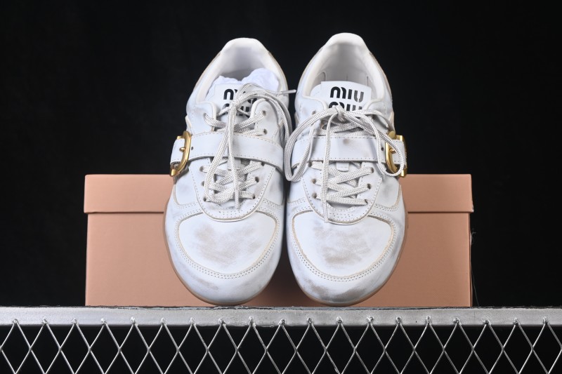 MiuMiu Gymnasium Calf Leather Buckle Lace-Up Vintage Low-Top Sneakers - FW25