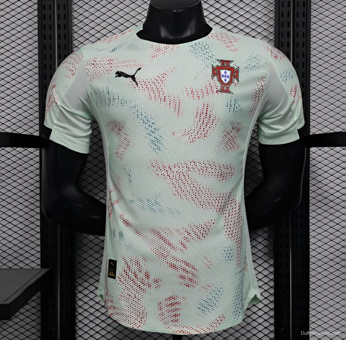 Player Version 2025 Portugal Away Mint Green Jersey with Graphic Pattern