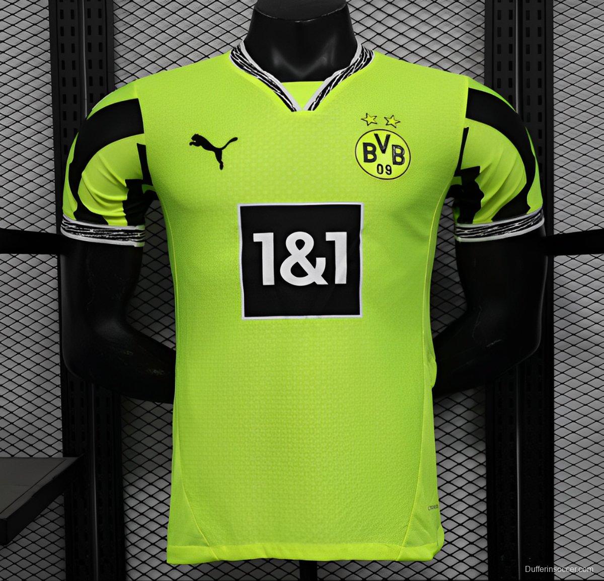 Player Version Borussia Dortmund 25/26 Neon Green Home Jersey with 1&1 Sponsor