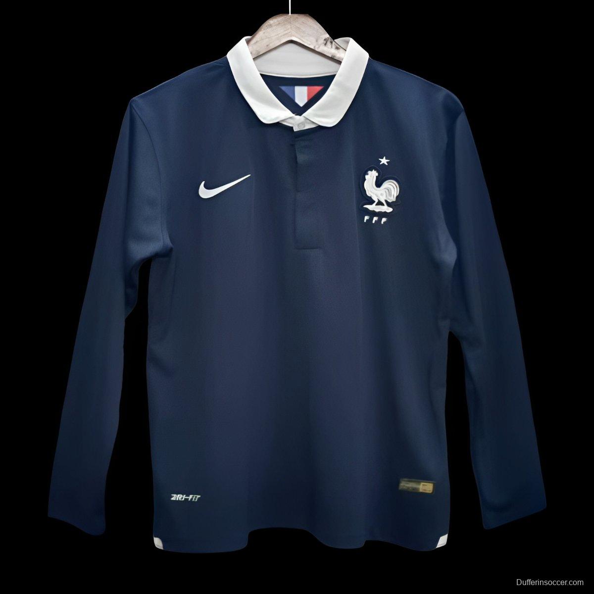 Retro 2014 France Home Long Sleeve Jersey