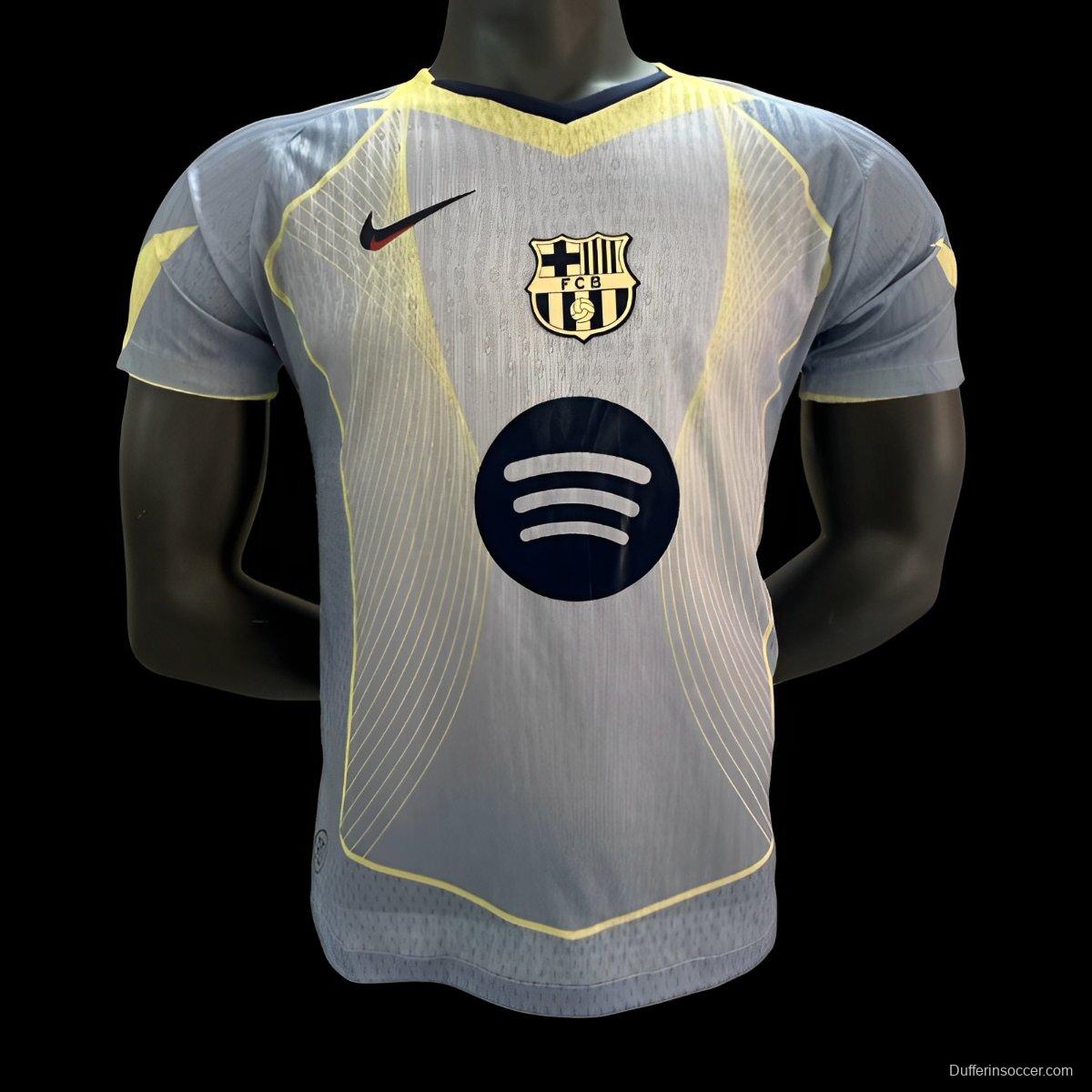Player Version 25/26 FC Barcelona Grey with Yellow Accent Lines Jersey