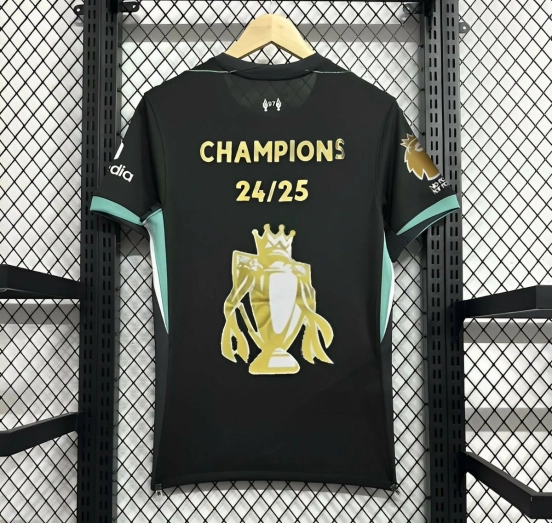 24/25 Liverpool Away Black Jersey With Champion Printing