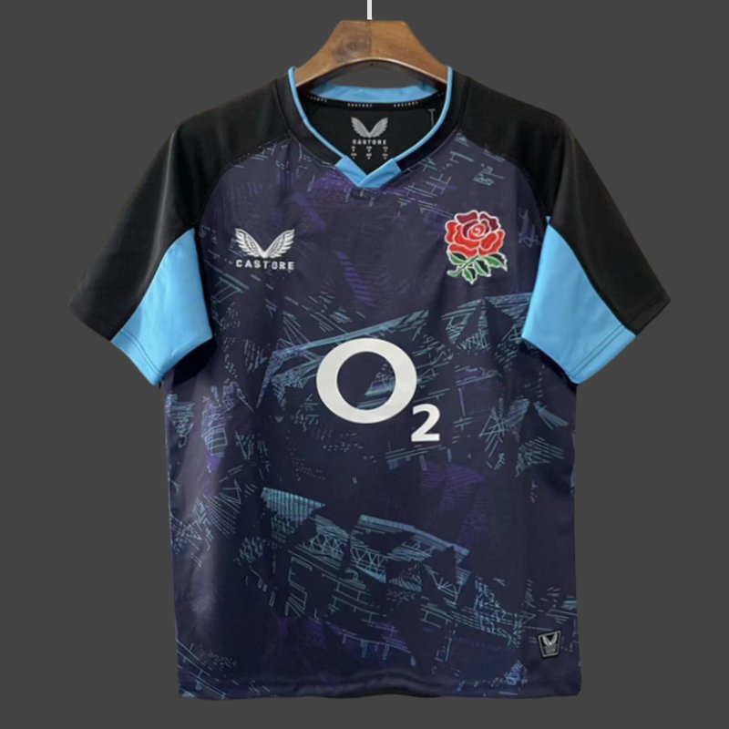 2026 England Rugby Navy with Blue Digital Cityscape Pattern Jersey