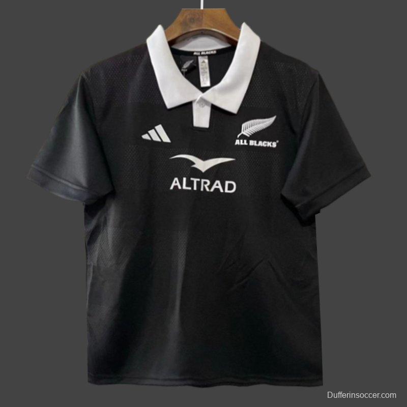 2026 New Zealand All Blacks Black with White Collar Jersey