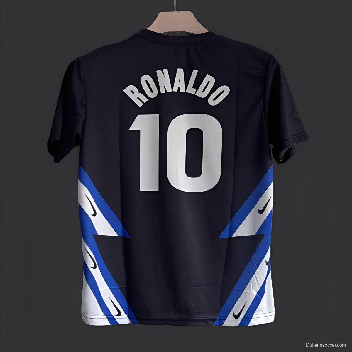 5/26 Inter Milan Black with Blue White Diagonal Stripes Jersey