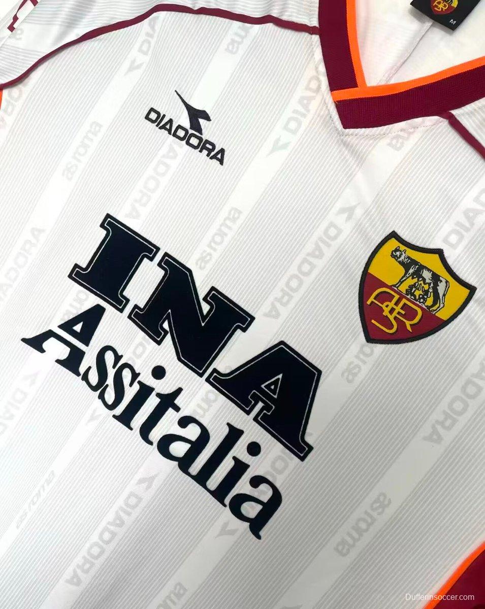 Retro 98/99 Roma Away White Long Sleeve Jersey