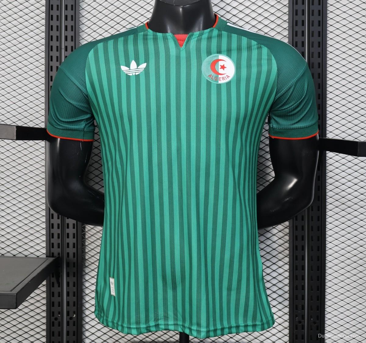 Player Version 2026 Algeria Home Green with Vertical Stripe Pattern Jersey