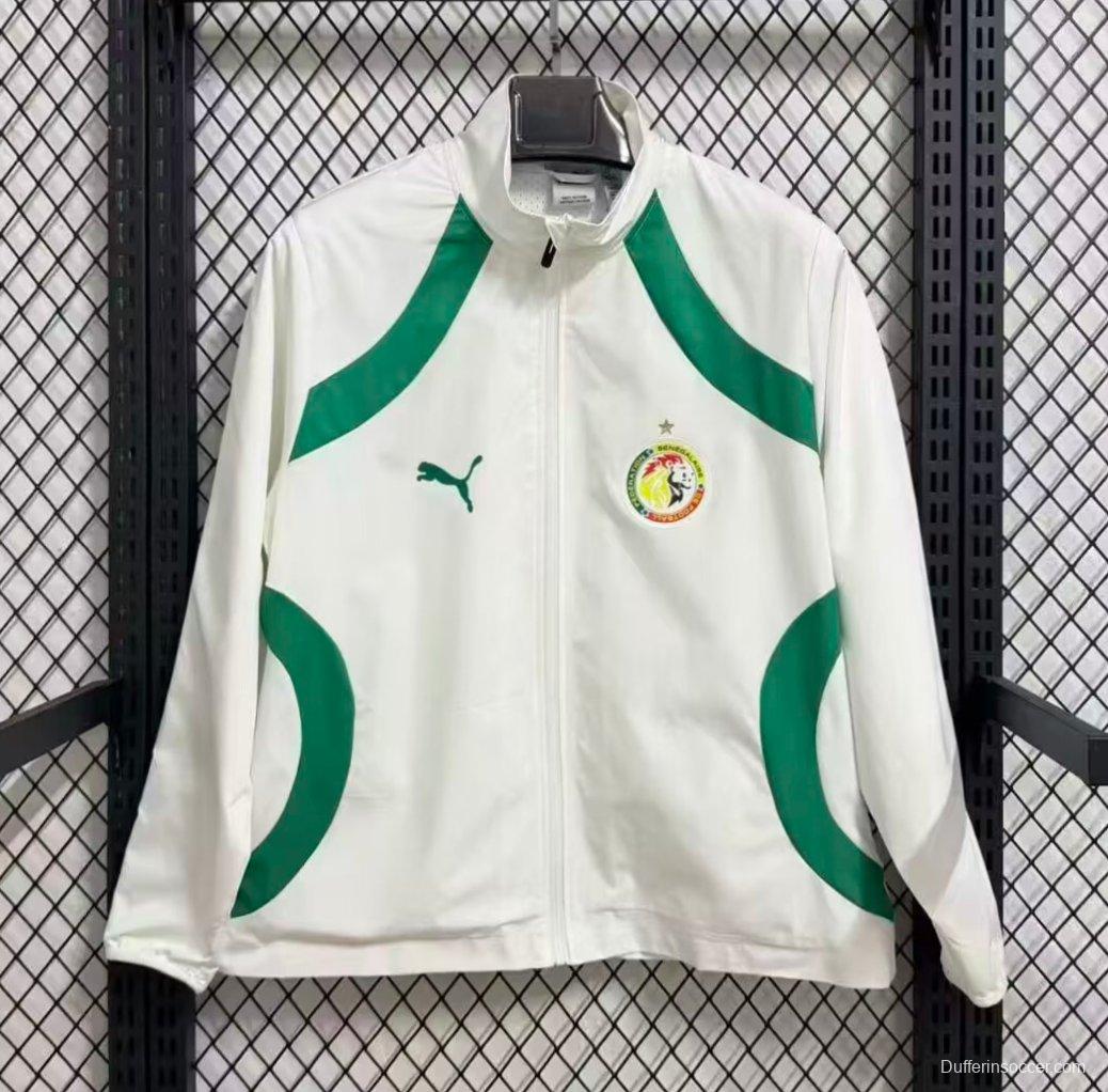 25/26 Senegal White with Green Full Zipper Windbreaker