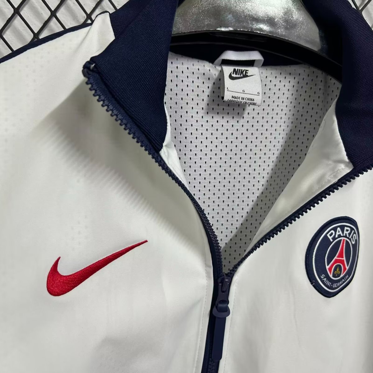 25/26 PSG White Full Zipper Windbreaker