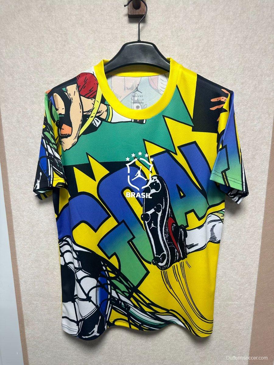 2026 Jordan Brazil World Cup Lifestyle Vibrant Blue Yellow Jersey